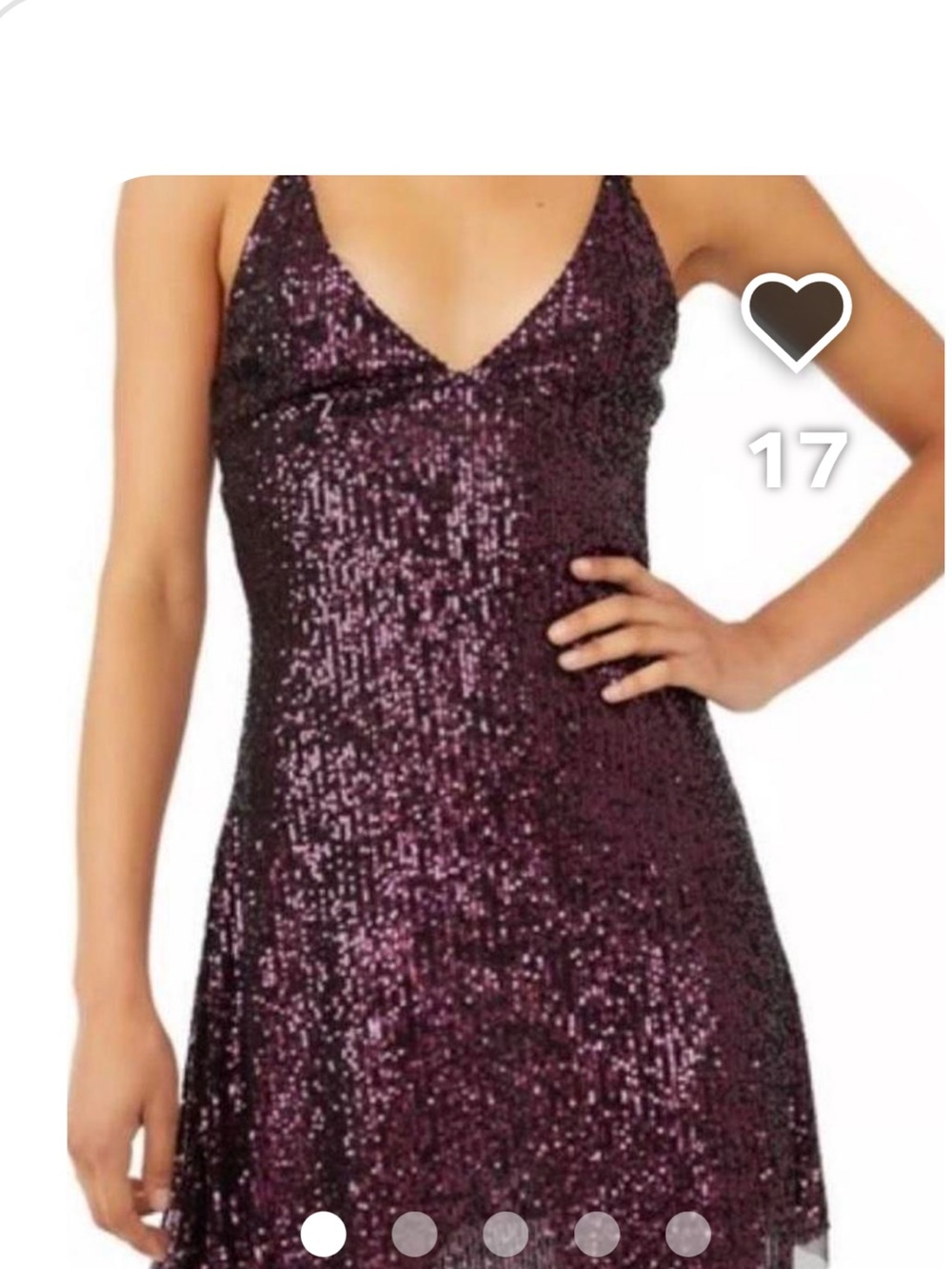 Sequin V-Neck Slip Chemise in Deep Plum